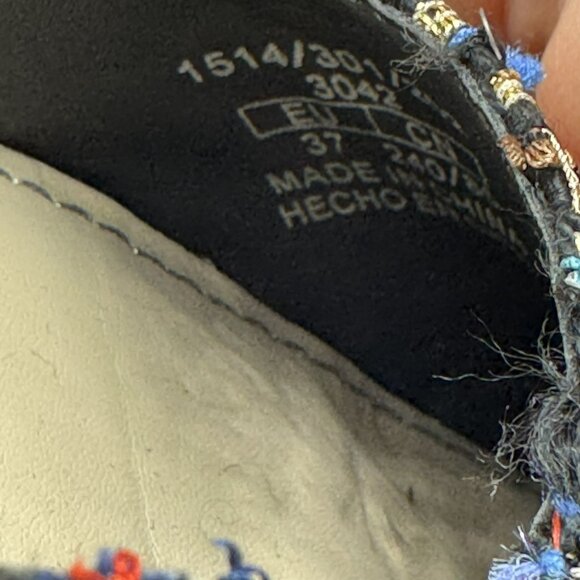 Zara Multicolor Tweed Pointed Flats Black Frayed Bow Women's Size EU 37/US 6.5 - Picture 15 of 16